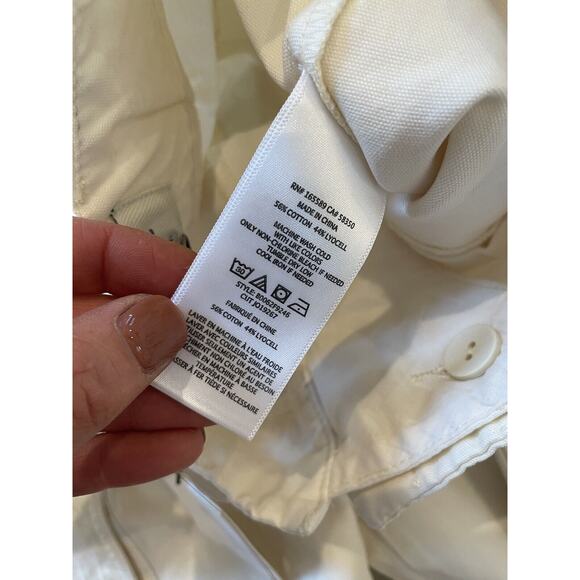 NWT $248 Joie Emerald Cotton Blend Ivory Straight Leg Pants Size 12 Belted - Picture 11 of 13